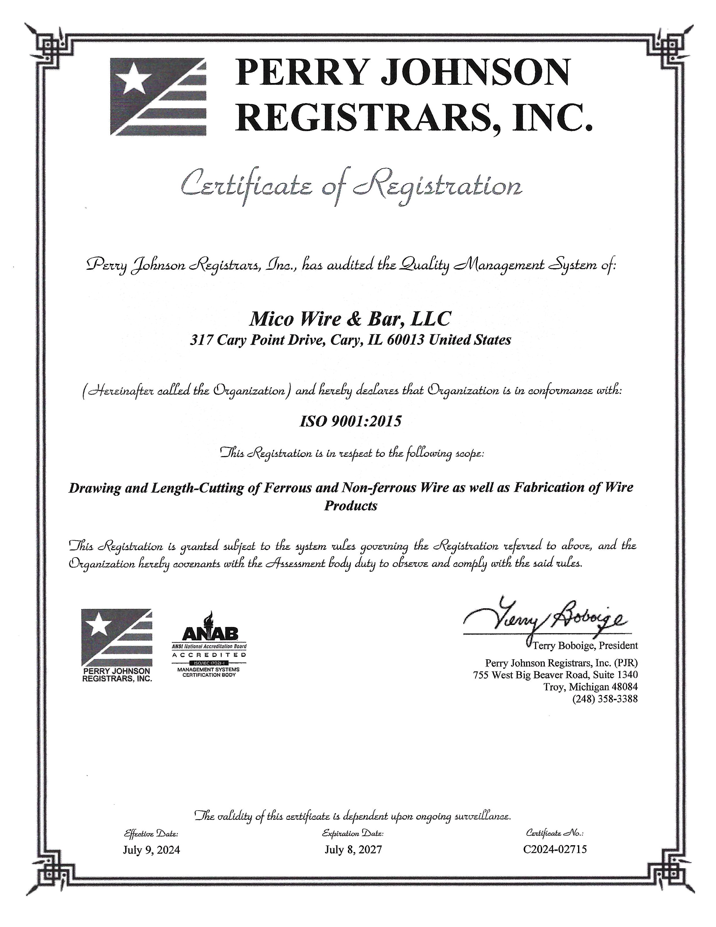 Certificate of Registration